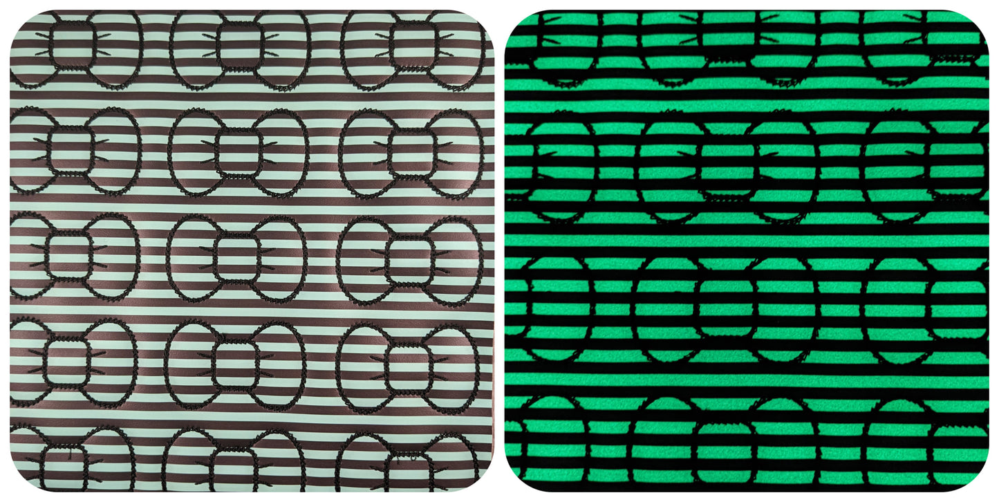 Lt Blue Stripe GITD Bow