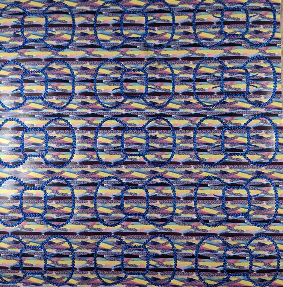 Blue Flowers Brushstroke Bow