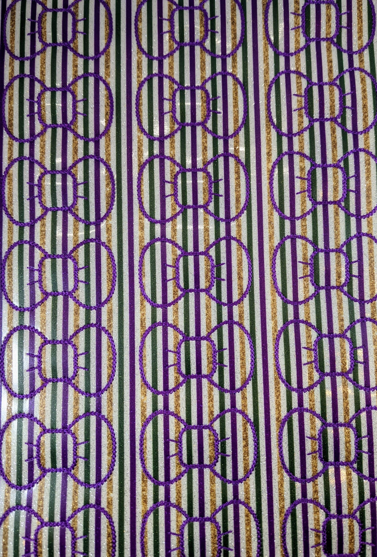 White Striped Mardi Gras Bow