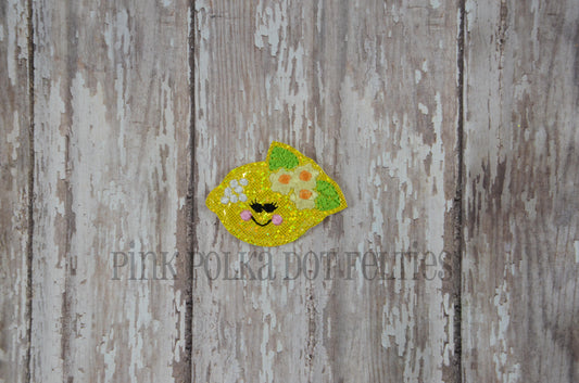 Smiley Lemon with Flowers