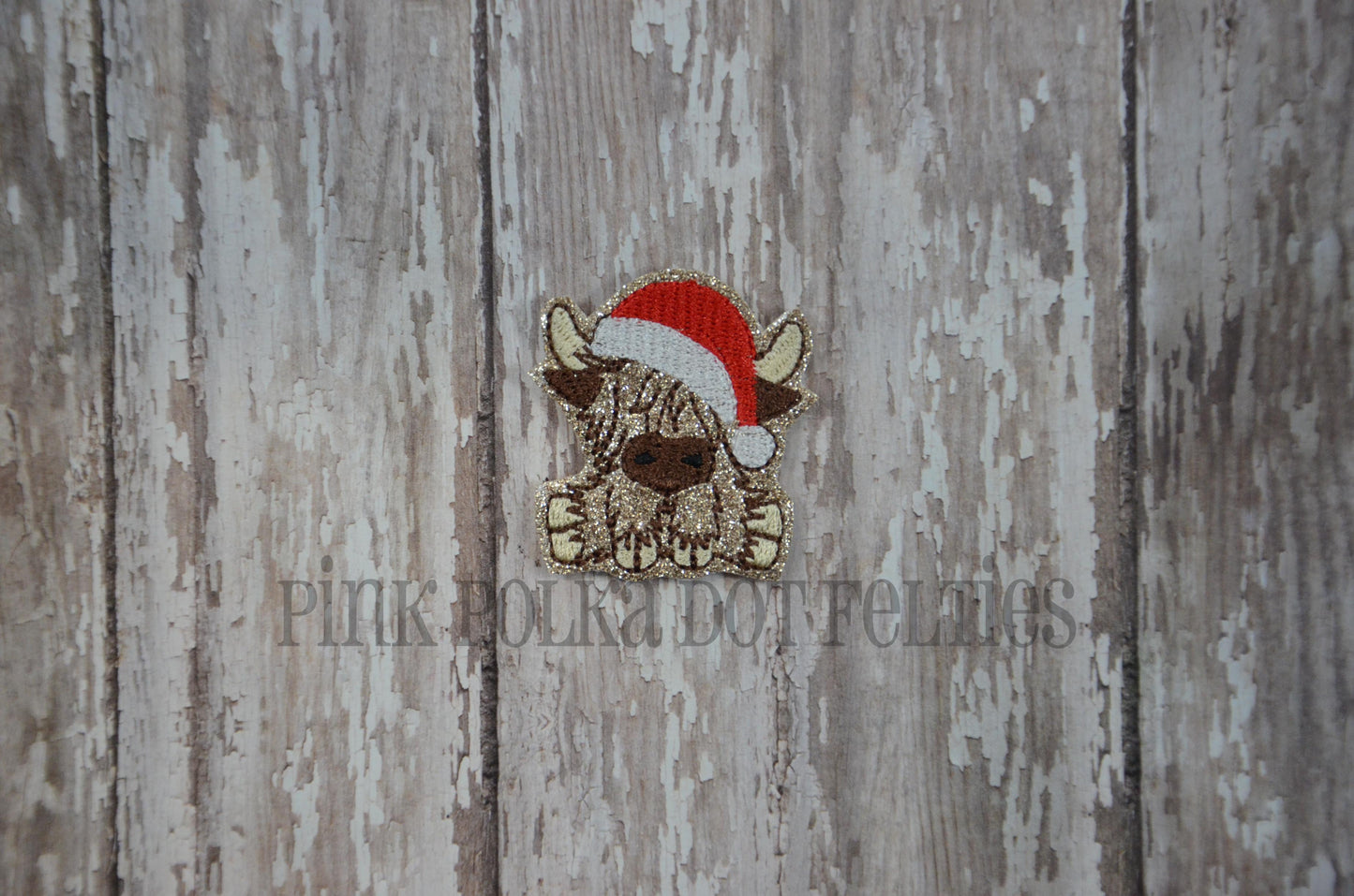 Highland Cow with Santa Hat