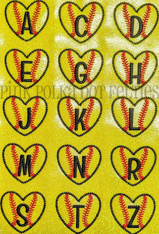 Monogram Heart Softball