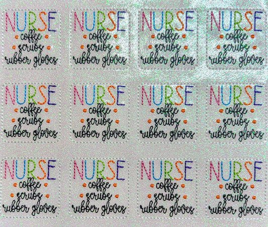 NURSE Coffee Scrubs Rubber Gloves
