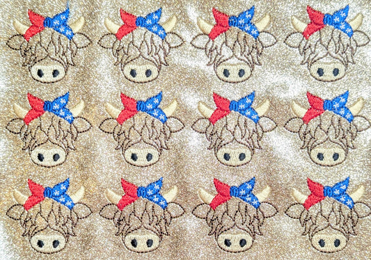 Patriotic Bandana Highland Cow