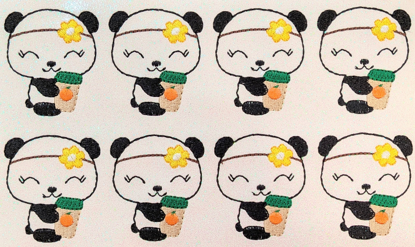 Fall Panda with Coffee