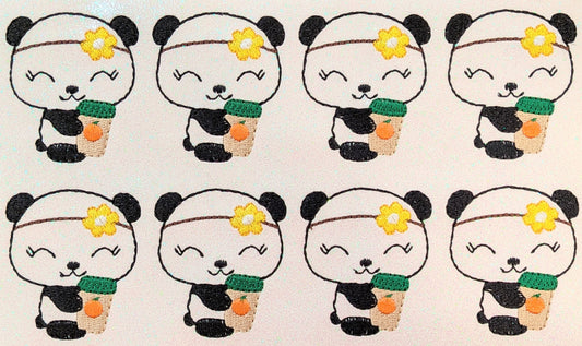 Fall Panda with Coffee