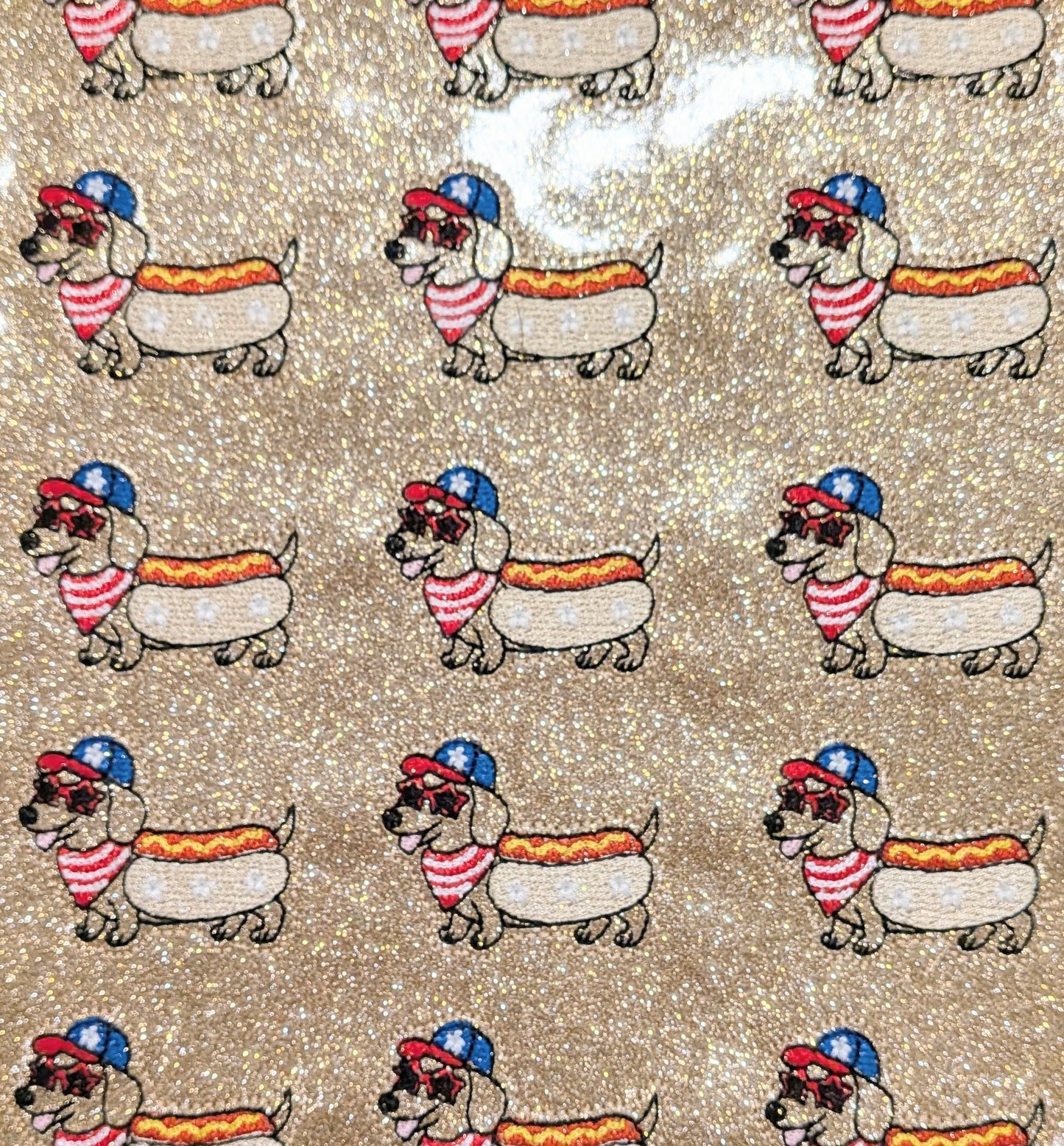 Patriotic hot dog pup