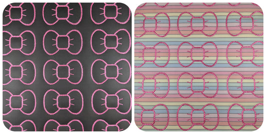 Vinyl Black/Pastel Candy Corn Stripe Temp Changing Bow
