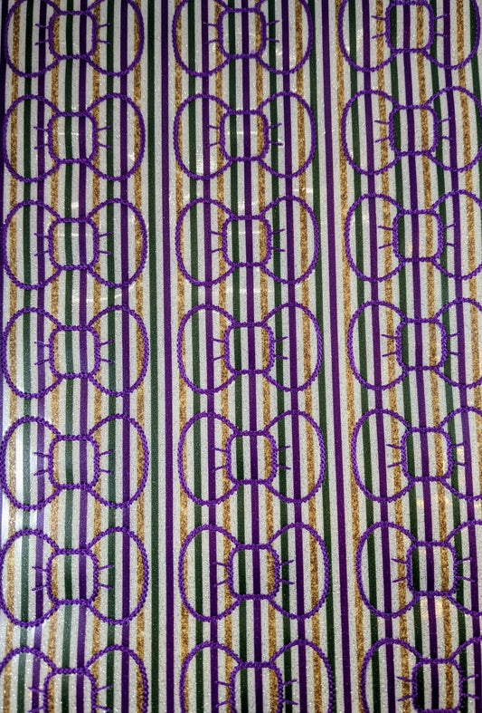 White Striped Mardi Gras Bow