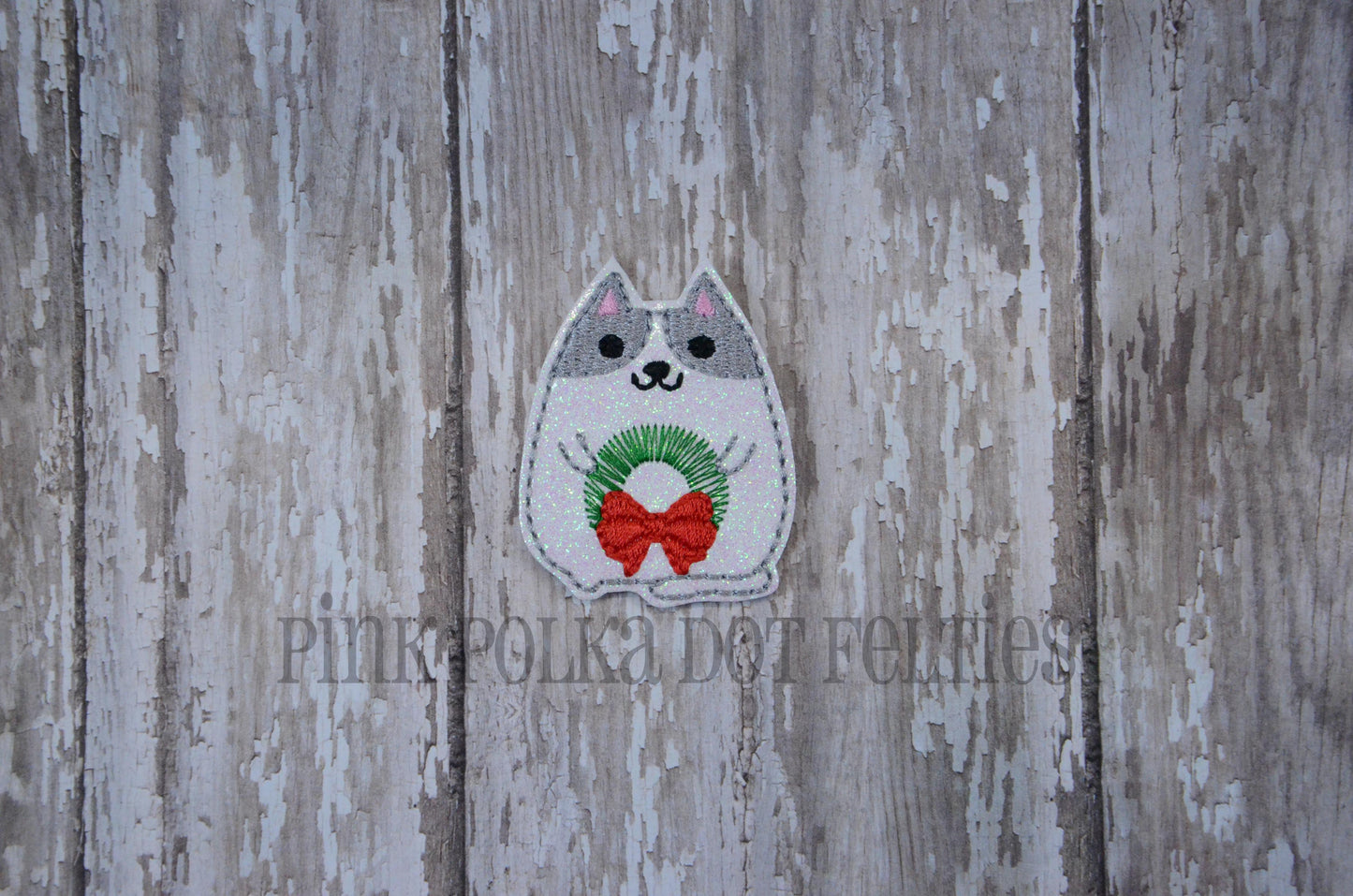 Christmas Cat with Wreath